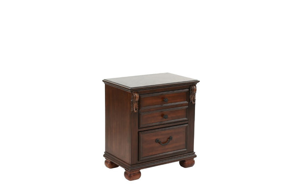 English Elm Luxurious Eastern King Panel Bed Set with Nightstands in Rich Dark Cherry Finish B011S02548