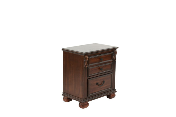 English Elm Luxurious Eastern King Panel Bed Set with Nightstands in Rich Dark Cherry Finish B011S02548