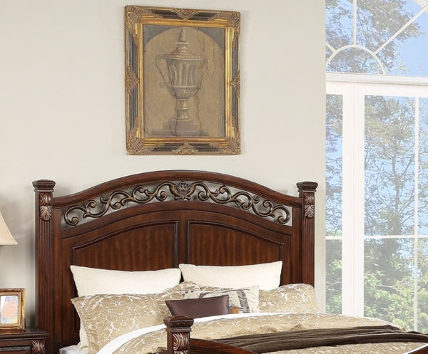English Elm Luxurious Eastern King Panel Bed Set with Nightstands in Rich Dark Cherry Finish B011S02548