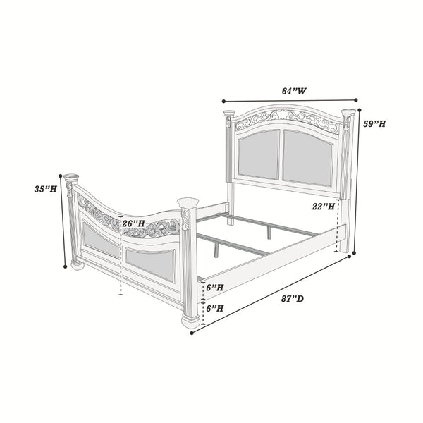 English Elm Traditional Queen Bed Set with Padded Faux Leather Panels Dark Cherry Wood Finish B011S02549