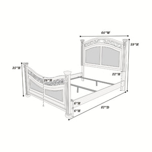 English Elm Traditional California King Bedroom Set Faux Leather Padded Headboard Dark Cherry Wood B011S02552