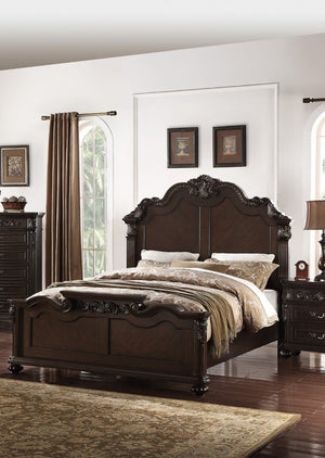 English Elm Majestic Eastern King Bedroom Set Carved Scrollwork Antique Cherry Formal Traditional Style B011S02554