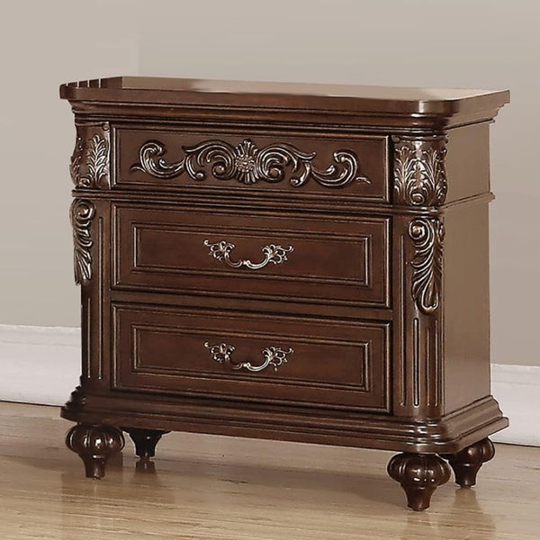 English Elm Majestic Eastern King Bedroom Set Carved Scrollwork Antique Cherry Formal Traditional Style B011S02554