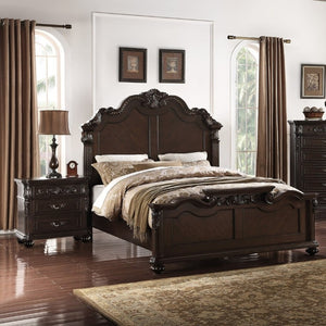 English Elm Majestic Eastern King Bedroom Set Carved Scrollwork Antique Cherry Formal Traditional Style B011S02554