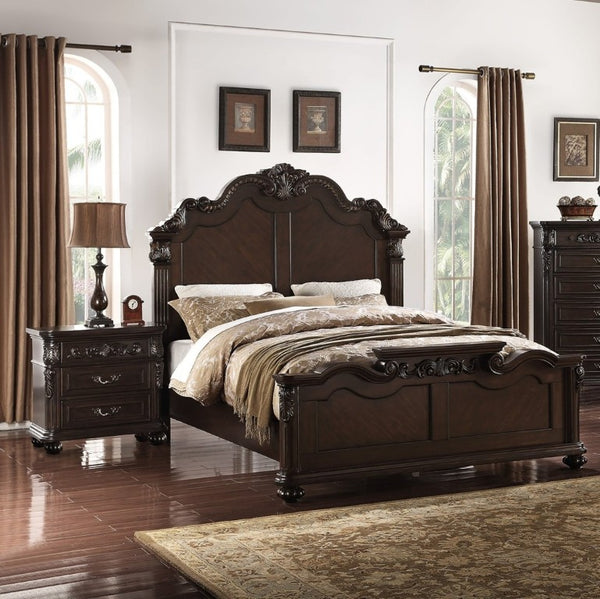 English Elm Majestic Eastern King Bedroom Set Carved Scrollwork Antique Cherry Formal Traditional Style B011S02554