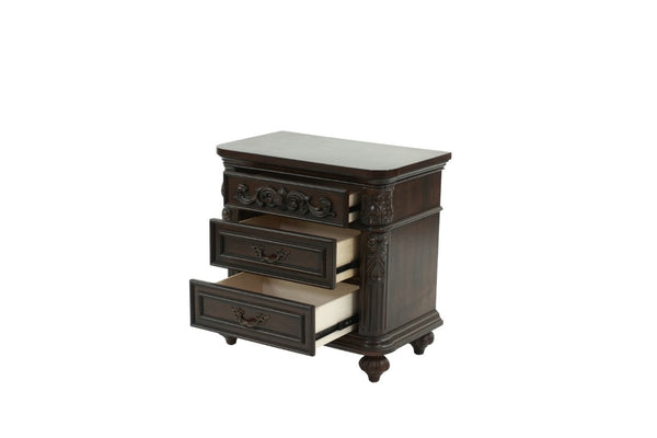 English Elm Majestic Eastern King Bedroom Set Carved Scrollwork Antique Cherry Formal Traditional Style B011S02554