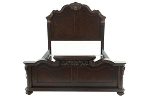 English Elm Majestic Eastern King Bedroom Set Carved Scrollwork Antique Cherry Formal Traditional Style B011S02554