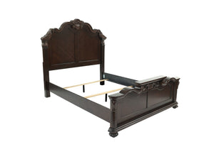 English Elm Majestic Eastern King Bedroom Set Carved Scrollwork Antique Cherry Formal Traditional Style B011S02554