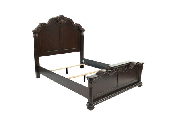 English Elm Majestic Eastern King Bedroom Set Carved Scrollwork Antique Cherry Formal Traditional Style B011S02554