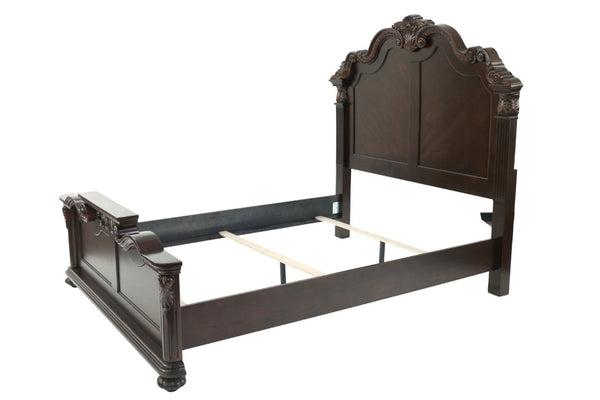 English Elm Majestic Eastern King Bedroom Set Carved Scrollwork Antique Cherry Formal Traditional Style B011S02554