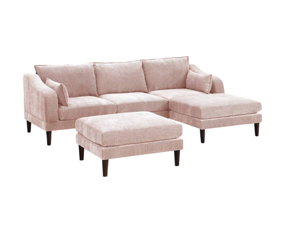 English Elm Contemporary Five Piece Modular Sectional Suede Morgan Fabric Living Room L Shape Set B011S02558