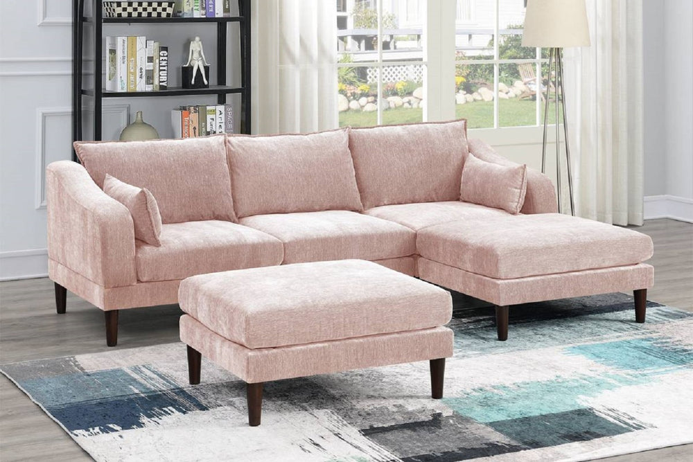 English Elm Contemporary Five Piece Modular Sectional Suede Morgan Fabric Living Room L Shape Set B011S02558
