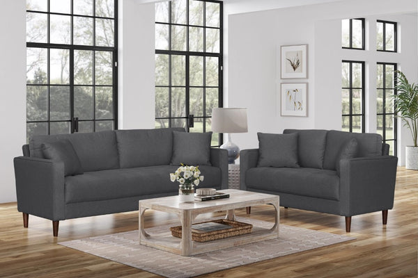 English Elm Contemporary Button Tufted Fabric Sofa and Loveseat Set for Polished Living Spaces Gray B011S02559