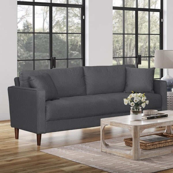 English Elm Contemporary Button Tufted Fabric Sofa and Loveseat Set for Polished Living Spaces Gray B011S02559