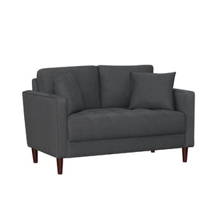 English Elm Contemporary Button Tufted Fabric Sofa and Loveseat Set for Polished Living Spaces Gray B011S02559