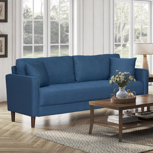 English Elm Contemporary Button Tufted Fabric Sofa and Loveseat Set for Polished Living Spaces Blue B011S02560