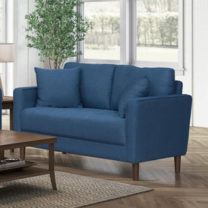 English Elm Contemporary Button Tufted Fabric Sofa and Loveseat Set for Polished Living Spaces Blue B011S02560