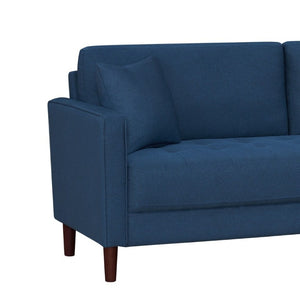 English Elm Contemporary Button Tufted Fabric Sofa and Loveseat Set for Polished Living Spaces Blue B011S02560