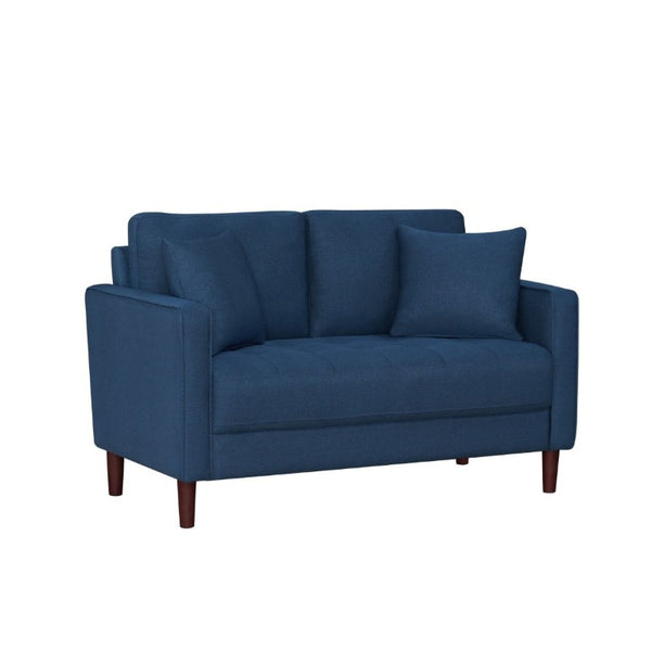 English Elm Contemporary Button Tufted Fabric Sofa and Loveseat Set for Polished Living Spaces Blue B011S02560