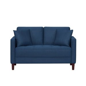 English Elm Contemporary Button Tufted Fabric Sofa and Loveseat Set for Polished Living Spaces Blue B011S02560
