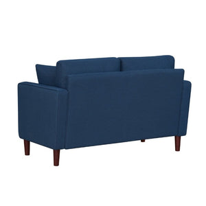 English Elm Contemporary Button Tufted Fabric Sofa and Loveseat Set for Polished Living Spaces Blue B011S02560
