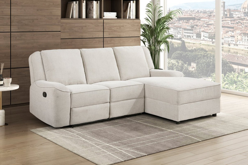 English Elm Luxury Chenille Reclining Sectional with Chaise Console Cup Holders Family Room B011S02561