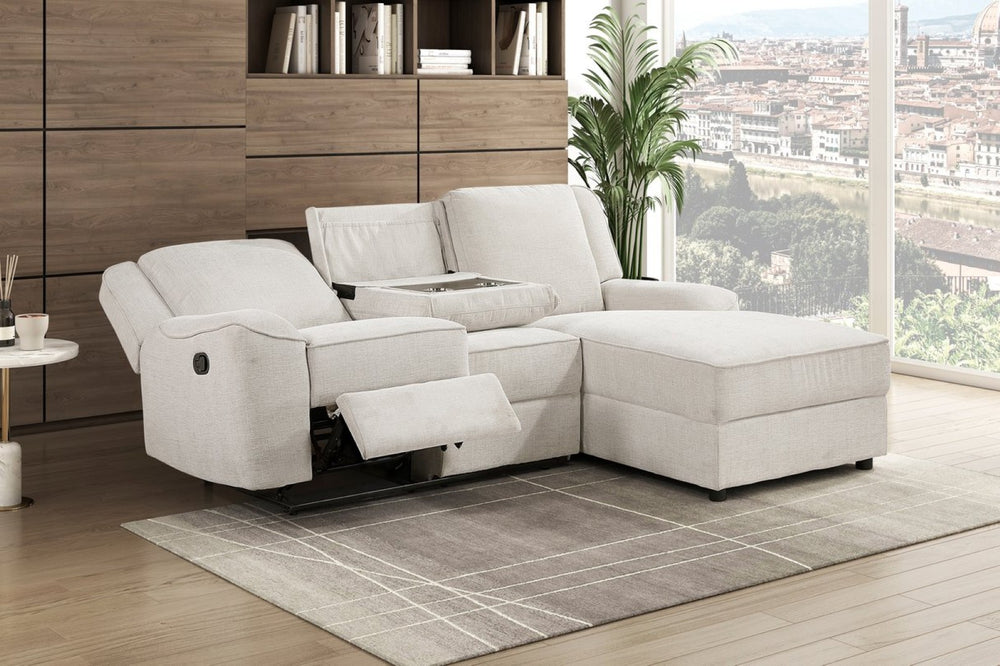 English Elm Luxury Chenille Reclining Sectional with Chaise Console Cup Holders Family Room B011S02561