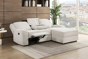 English Elm Luxury Chenille Reclining Sectional with Chaise Console Cup Holders Family Room B011S02561