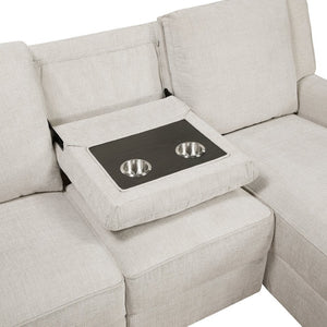 English Elm Luxury Chenille Reclining Sectional with Chaise Console Cup Holders Family Room B011S02561