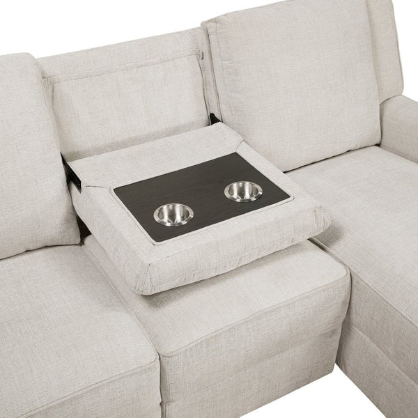 English Elm Luxury Chenille Reclining Sectional with Chaise Console Cup Holders Family Room B011S02561