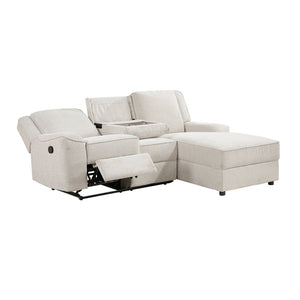 English Elm Luxury Chenille Reclining Sectional with Chaise Console Cup Holders Family Room B011S02561