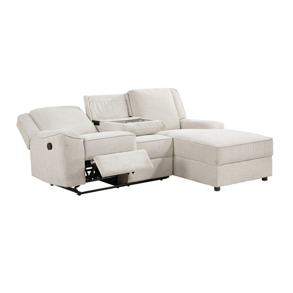English Elm Luxury Chenille Reclining Sectional with Chaise Console Cup Holders Family Room B011S02561