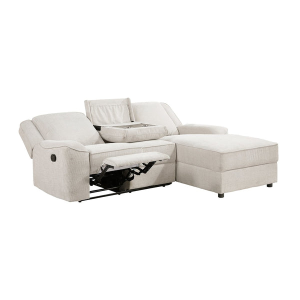 English Elm Luxury Chenille Reclining Sectional with Chaise Console Cup Holders Family Room B011S02561