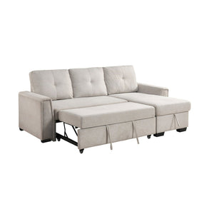 English Elm Modern Tufted Gray Sectional with Reversible Chaise Sleeper Bed and Hidden Storage B011S02562