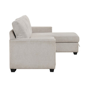 English Elm Modern Tufted Gray Sectional with Reversible Chaise Sleeper Bed and Hidden Storage B011S02562