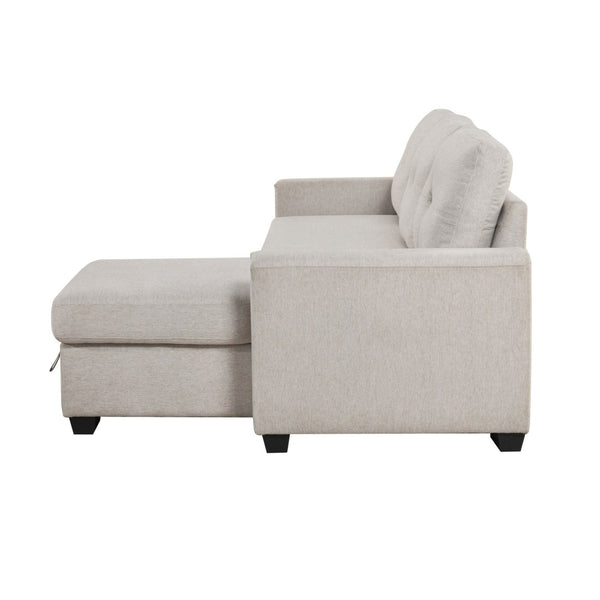 English Elm Modern Tufted Gray Sectional with Reversible Chaise Sleeper Bed and Hidden Storage B011S02562