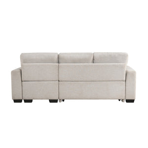 English Elm Modern Tufted Gray Sectional with Reversible Chaise Sleeper Bed and Hidden Storage B011S02562