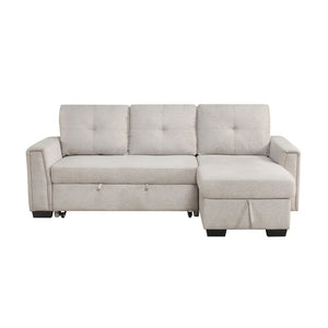English Elm Modern Tufted Gray Sectional with Reversible Chaise Sleeper Bed and Hidden Storage B011S02562