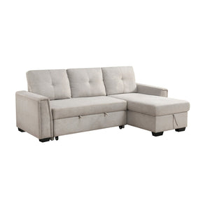 English Elm Modern Tufted Gray Sectional with Reversible Chaise Sleeper Bed and Hidden Storage B011S02562