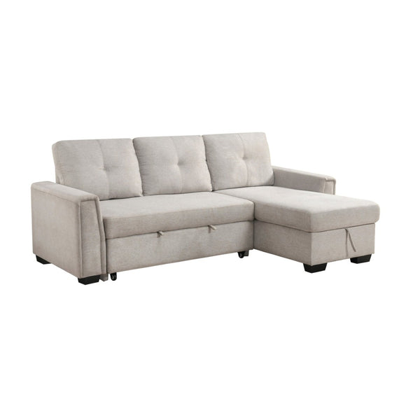 English Elm Modern Tufted Gray Sectional with Reversible Chaise Sleeper Bed and Hidden Storage B011S02562