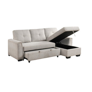 English Elm Modern Tufted Gray Sectional with Reversible Chaise Sleeper Bed and Hidden Storage B011S02562