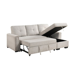 English Elm Modern Tufted Gray Sectional with Reversible Chaise Sleeper Bed and Hidden Storage B011S02562