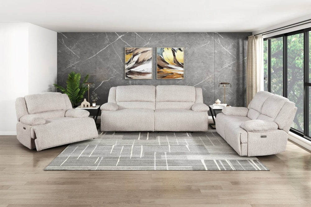 English Elm Modern Power Reclining 3Pc Living Room Set with USB Ports and Microfiber Seating B011S02563