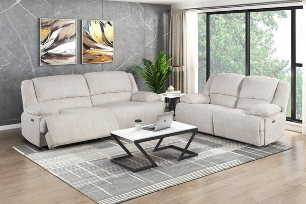 English Elm Modern Power Reclining Sofa Set with USB Charging Wall Hugger Microfiber 2Pc B011S02564