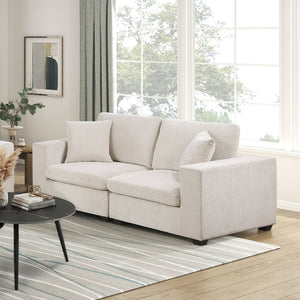 English Elm Contemporary Modular Loveseat Beige Chenille Upholstery Foam Cushions Living Room Sofa B011S02565
