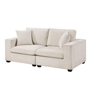 English Elm Contemporary Modular Loveseat Beige Chenille Upholstery Foam Cushions Living Room Sofa B011S02565