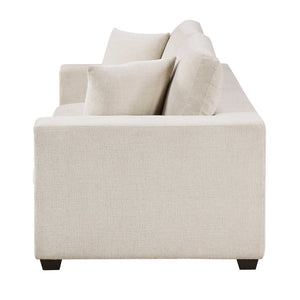 English Elm Contemporary Modular Loveseat Beige Chenille Upholstery Foam Cushions Living Room Sofa B011S02565