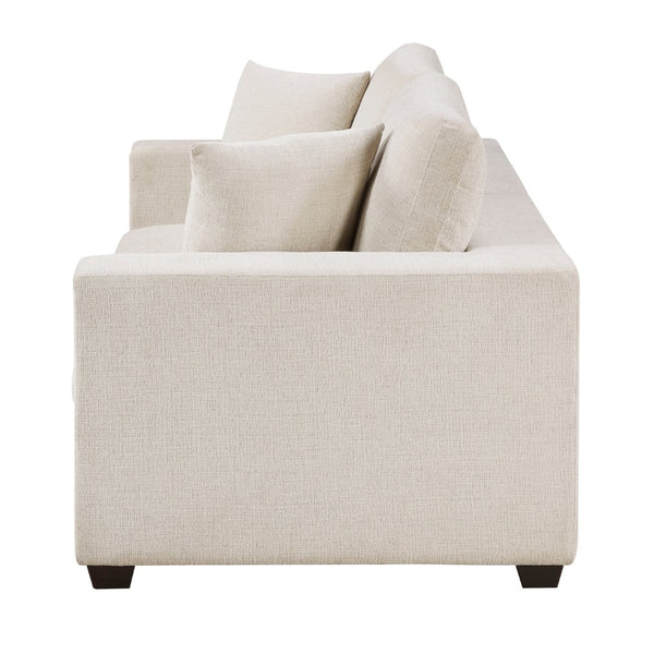 English Elm Contemporary Modular Loveseat Beige Chenille Upholstery Foam Cushions Living Room Sofa B011S02565
