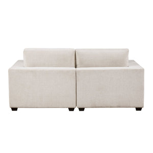 English Elm Contemporary Modular Loveseat Beige Chenille Upholstery Foam Cushions Living Room Sofa B011S02565