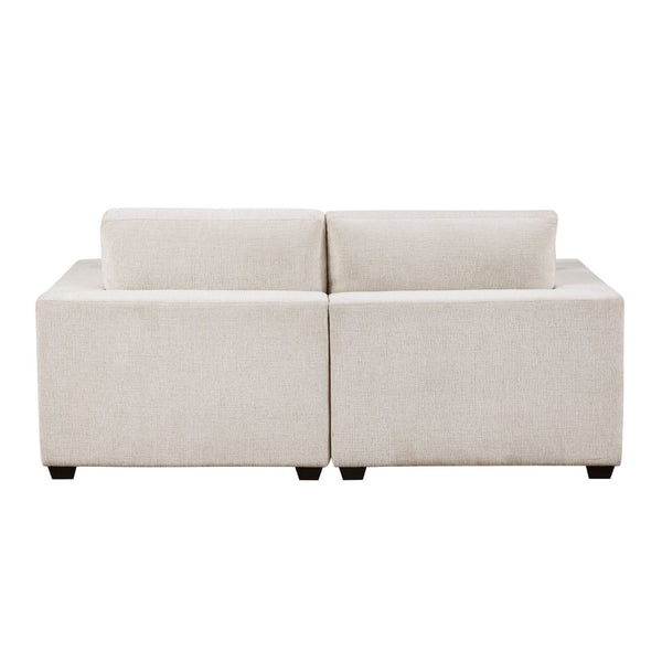 English Elm Contemporary Modular Loveseat Beige Chenille Upholstery Foam Cushions Living Room Sofa B011S02565